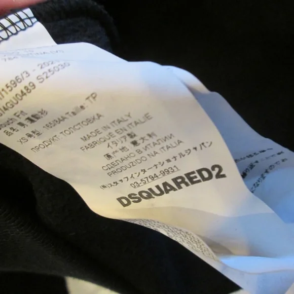 new DSQUARED2 DOMINATE D2 men's black long sleeves hoodie Sz XS